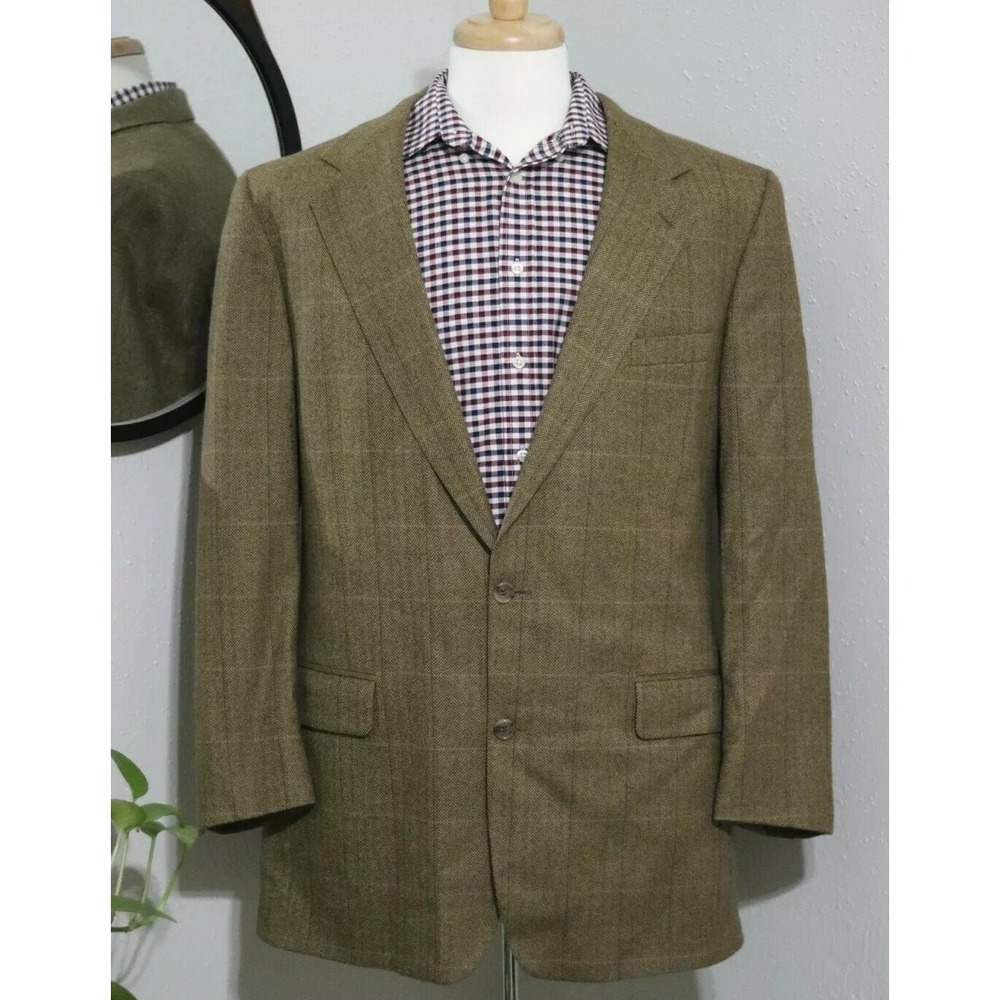 Brooks Brothers sport coat jacket - brown windowpane herringbone, 2‎ button, 43L